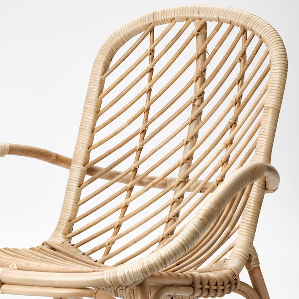 IKEA BROBOCK / BJÖRKTRAST chair with cushion, rattan white/black, Ikea Ireland | 3620QRSXY