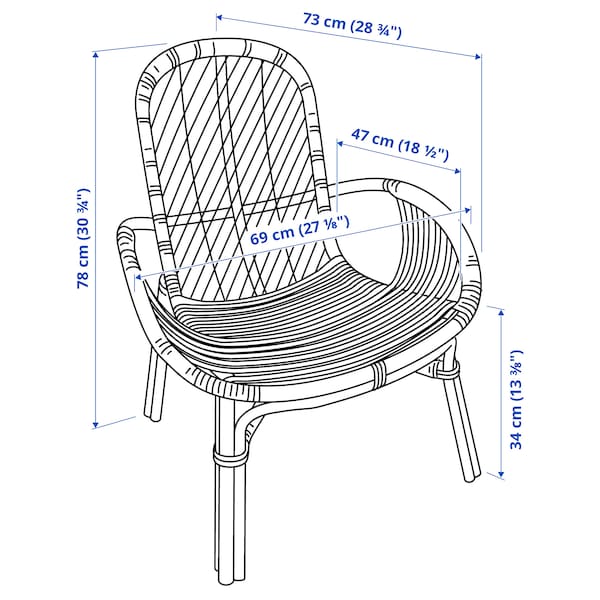 IKEA BROBOCK / BJÖRKTRAST chair with cushion, rattan white/black, Ikea Ireland | 3620QRSXY