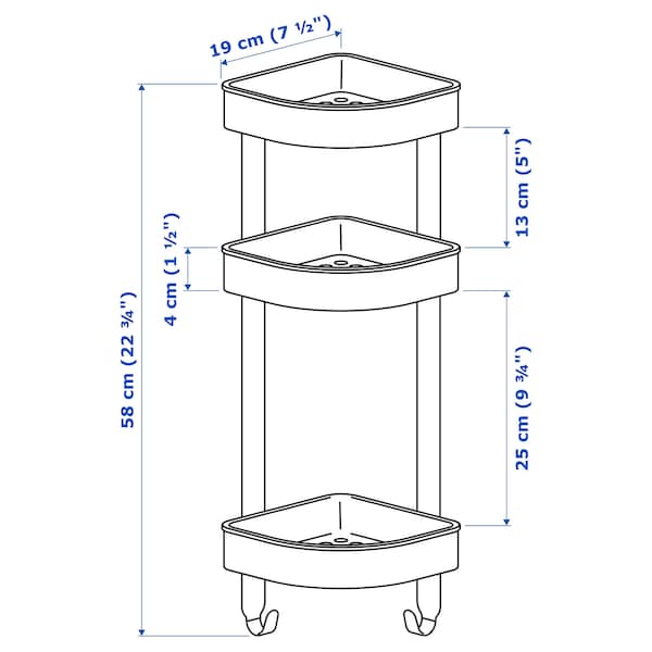 IKEA BROGRUND Corner wall shelf unit, stainless steel, 7 ½x22 ¾ in, Ikea Ireland | 9208AVSUP