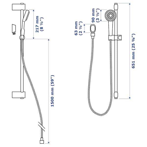 IKEA BROGRUND Riser rail with hand shower/outlet, chrome plated, Ikea Ireland | 3214EHSRV
