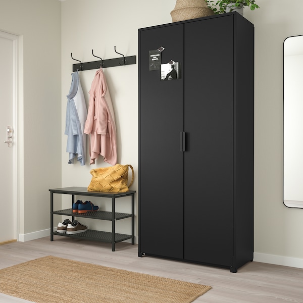 IKEA BROR cabinet with doors, black, 33 1/2x15 3/4x75 1/4 in, Ikea Ireland | 4859YROED