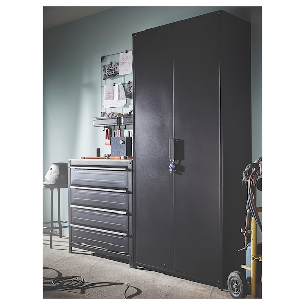 IKEA BROR cabinet with doors, black, 33 1/2x15 3/4x75 1/4 in, Ikea Ireland | 4859YROED