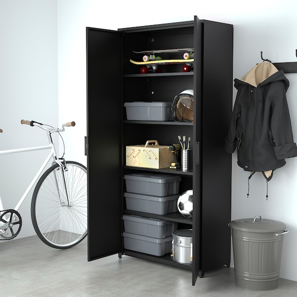 IKEA BROR cabinet with doors, black, 33 1/2x15 3/4x75 1/4 in, Ikea Ireland | 4859YROED