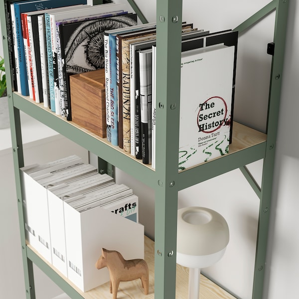 IKEA BROR shelving unit, 33 1/2x15 3/4x74 3/4 in Gray / Green / Pine Plywood, Ikea Ireland | 0453KSHJO