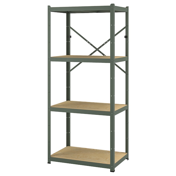 IKEA BROR shelving unit, 33 1/2x21 5/8x74 3/4 in Gray / Green / Pine Plywood, Ikea Ireland | 5967WTHAR