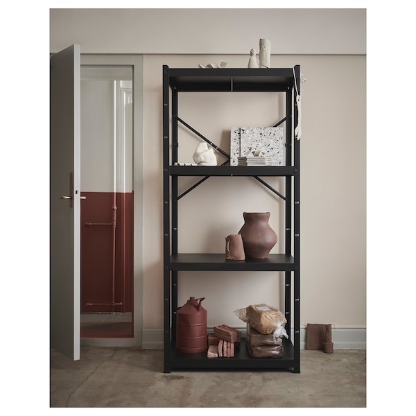 IKEA BROR shelving unit, black, 33 1/2x21 5/8x74 3/4 in, Ikea Ireland | 2498LKOIX