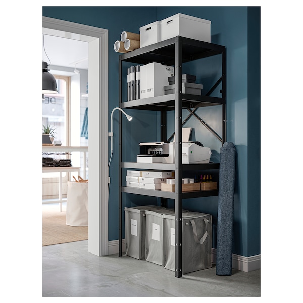 IKEA BROR shelving unit, black, 33 1/2x21 5/8x74 3/4 in, Ikea Ireland | 2498LKOIX
