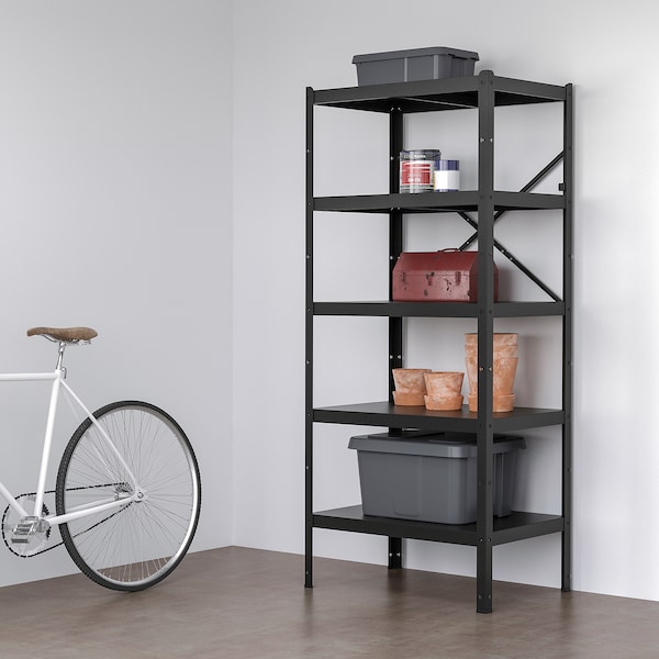 IKEA BROR shelving unit, black, 33 1/2x21 5/8x74 3/4 in, Ikea Ireland | 2471HNROU