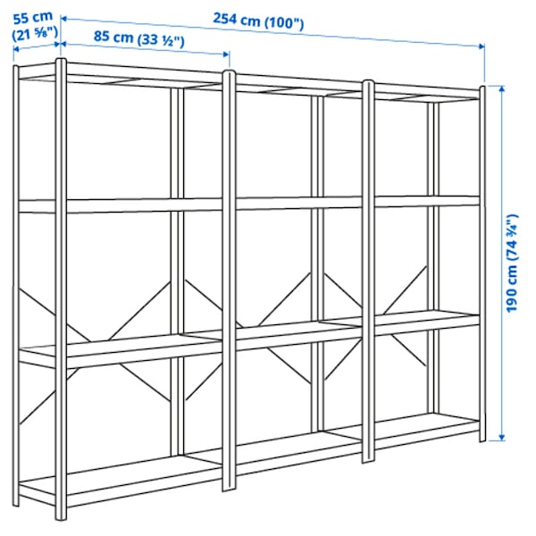 IKEA BROR shelving unit, gray-green/pine plywood, 100x21 5/8x74 3/4 in, Ikea Ireland | 6481EZAKS