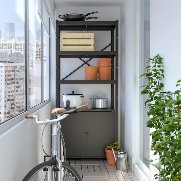 IKEA BROR shelving unit with cabinet, 33 1/2x15 3/4x74 3/4 in Black, Ikea Ireland | 4203WGJDS