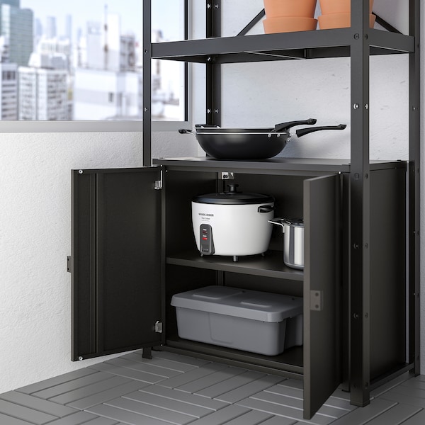 IKEA BROR shelving unit with cabinet, 33 1/2x15 3/4x74 3/4 in Black, Ikea Ireland | 4203WGJDS
