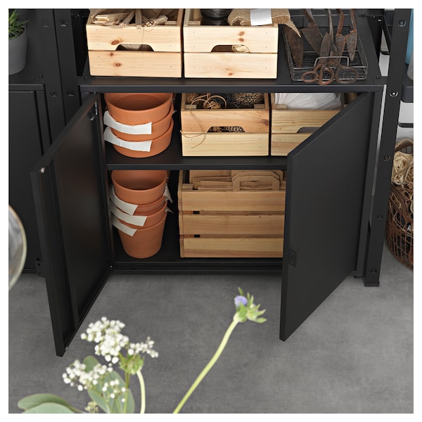 IKEA BROR shelving unit with cabinet, 33 1/2x15 3/4x74 3/4 in Black, Ikea Ireland | 4203WGJDS