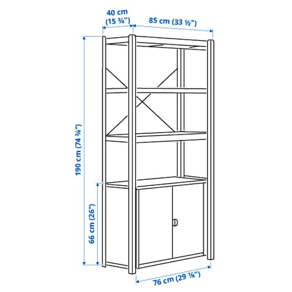 IKEA BROR shelving unit with cabinet, 33 1/2x15 3/4x74 3/4 in Black, Ikea Ireland | 4203WGJDS