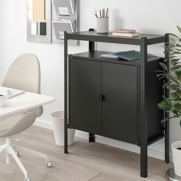 IKEA BROR shelving unit with cabinets, black, 33 1/2x15 3/4x43 1/4 in, Ikea Ireland | 7186XPAHD
