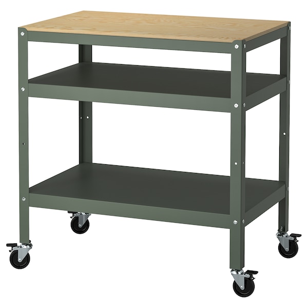 IKEA BROR utility cart, gray-green/pine plywood, 33 1/2x21 5/8 in, Ikea Ireland | 9802RCXOH