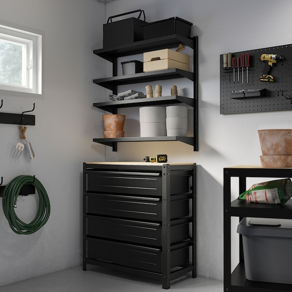 IKEA BROR wall shelf combination, 34 1/2x11 3/4x35 3/8 in Black, Ikea Ireland | 2657NPFUY