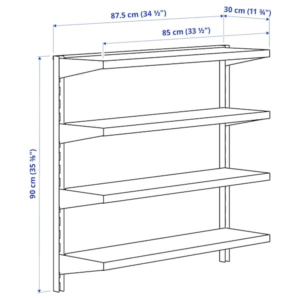 IKEA BROR wall shelf combination, 34 1/2x11 3/4x35 3/8 in Black, Ikea Ireland | 2657NPFUY