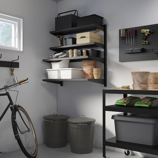 IKEA BROR wall shelf combination, black, 34 1/2x11 3/4/17 3/4x35 3/8 in, Ikea Ireland | 8763NMBFW