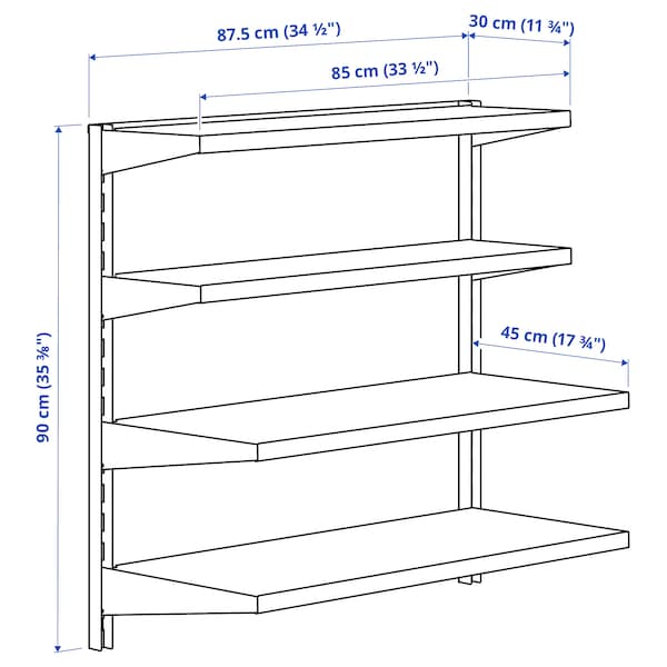 IKEA BROR wall shelf combination, black, 34 1/2x11 3/4/17 3/4x35 3/8 in, Ikea Ireland | 8763NMBFW