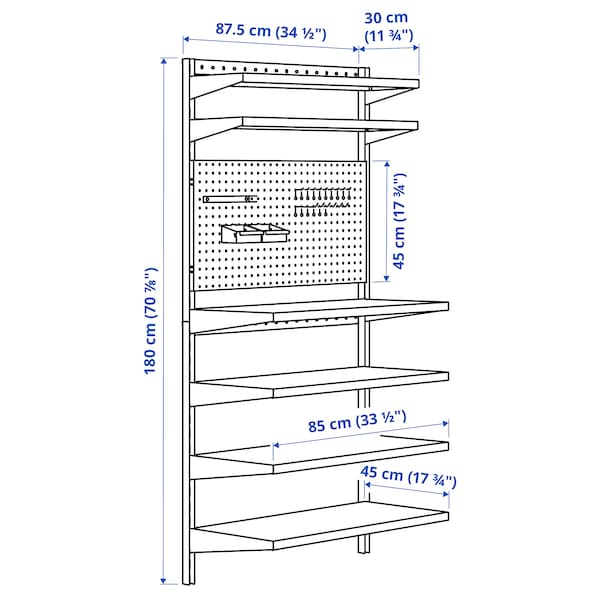 IKEA BROR wall shelf combination, with pegboard/black, 34 1/2x11 3/4/17 3/4x70 7/8 in, Ikea Ireland | 3270ABLKO