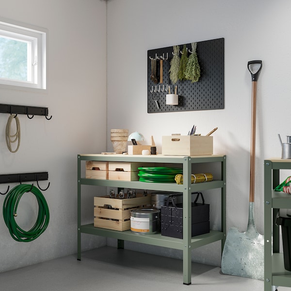IKEA BROR work bench, gray-green/pine plywood, 43 1/4x21 5/8 in, Ikea Ireland | 4180ELTNG