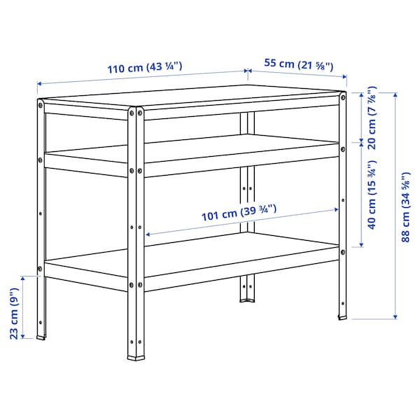 IKEA BROR work bench, gray-green/pine plywood, 43 1/4x21 5/8 in, Ikea Ireland | 4180ELTNG