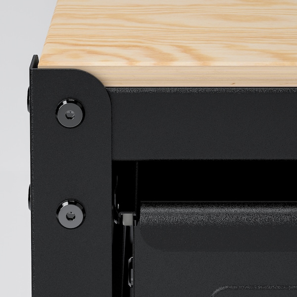 IKEA BROR work bench with drawers, black/pine plywood, 33 1/2x15 3/4x35 in, Ikea Ireland | 6584QIVNK
