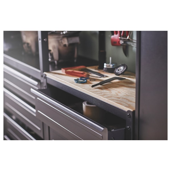 IKEA BROR work bench with drawers, black/pine plywood, 33 1/2x15 3/4x35 in, Ikea Ireland | 6584QIVNK