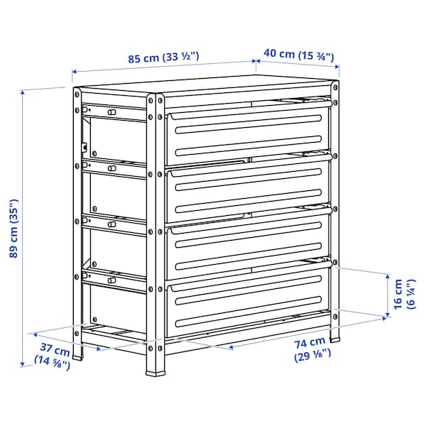 IKEA BROR work bench with drawers, black/pine plywood, 33 1/2x15 3/4x35 in, Ikea Ireland | 6584QIVNK