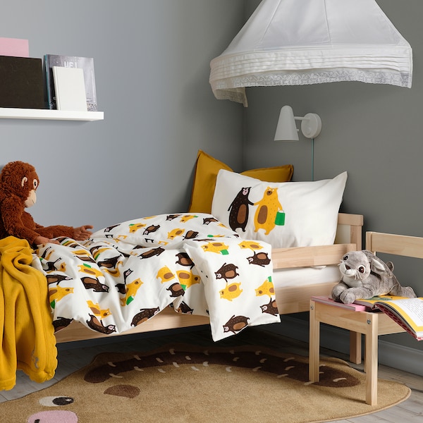 IKEA BRUMMIG duvet cover and pillowcase(s) Bear Pattern Yellow / Brown, Ikea Ireland | 2401TBWMJ