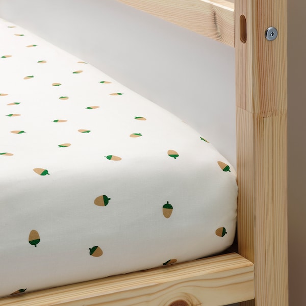 IKEA BRUMMIG fitted sheet, 38x74 in Acorn Pattern / Multicolor, Ikea Ireland | 2096CFTHM