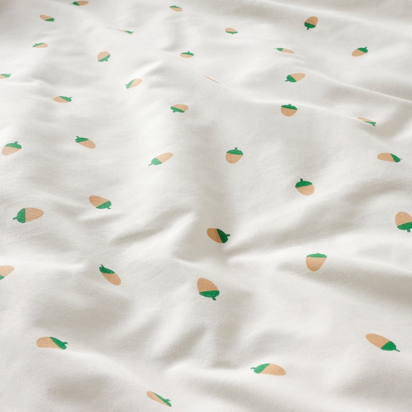 IKEA BRUMMIG fitted sheet, 38x74 in Acorn Pattern / Multicolor, Ikea Ireland | 2096CFTHM