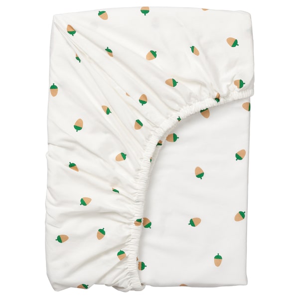 IKEA BRUMMIG fitted sheet, 38x74 in Acorn Pattern / Multicolor, Ikea Ireland | 2096CFTHM