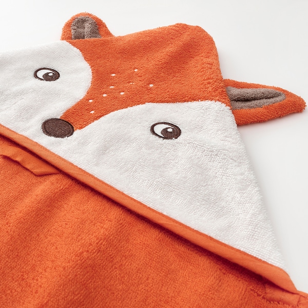 IKEA BRUMMIG towel with hood, 28x55 in Fox Shaped / Orange, Ikea Ireland | 7148ZTBAU