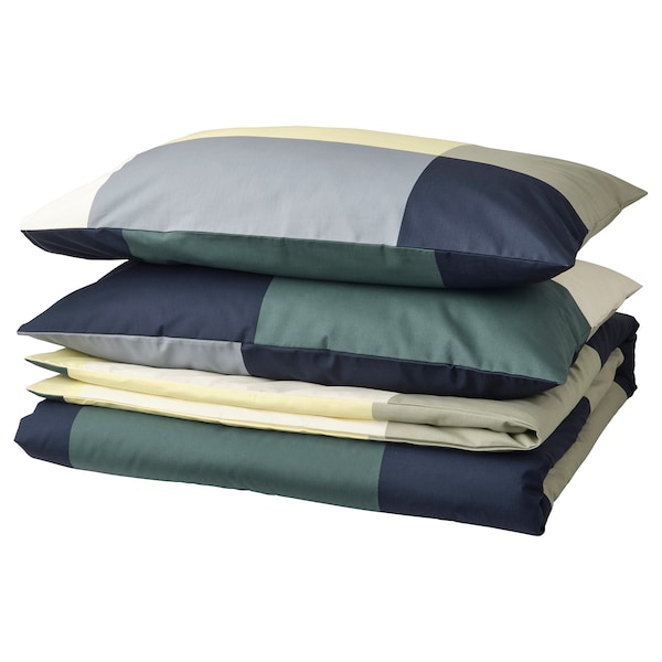 IKEA BRUNKRISSLA duvet cover and pillowcase(s), Full/Queen (Double/Queen) Green / Multicolor, Ikea Ireland | 5802EJHBV