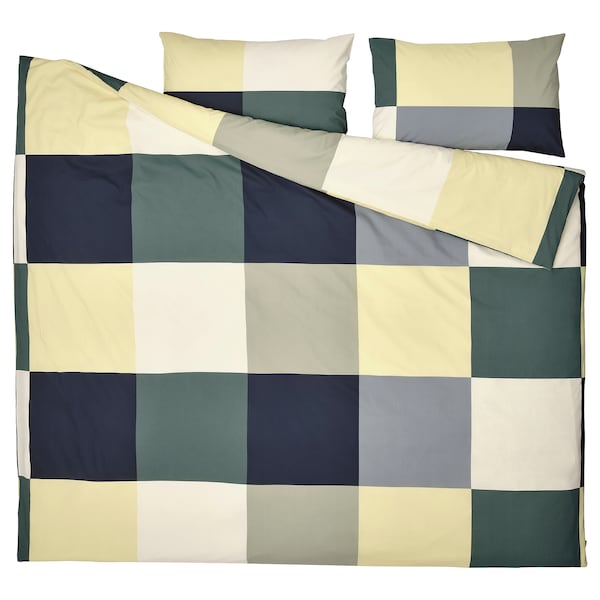 IKEA BRUNKRISSLA duvet cover and pillowcase(s), King Green / Multicolor, Ikea Ireland | 1753YMBAG