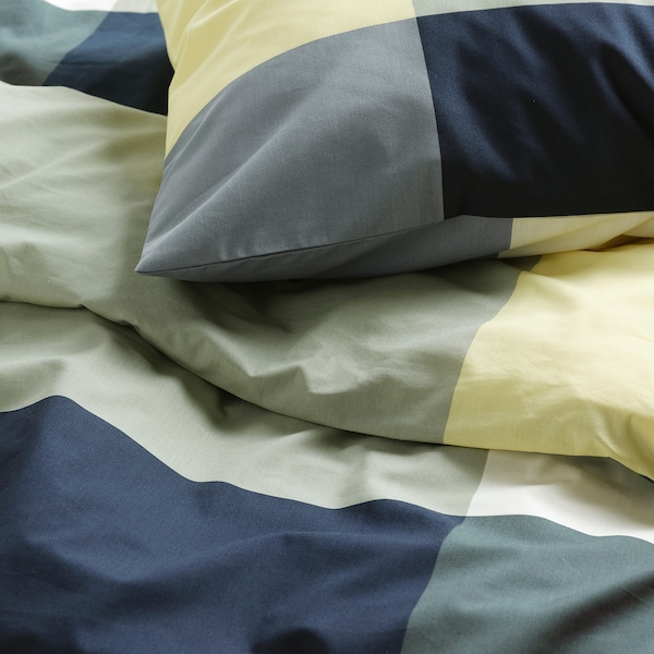 IKEA BRUNKRISSLA duvet cover and pillowcase(s), King Green / Multicolor, Ikea Ireland | 1753YMBAG
