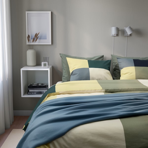 IKEA BRUNKRISSLA duvet cover and pillowcase(s), King Green / Multicolor, Ikea Ireland | 1753YMBAG
