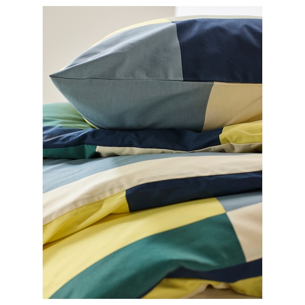IKEA BRUNKRISSLA duvet cover and pillowcase(s), King Green / Multicolor, Ikea Ireland | 1753YMBAG