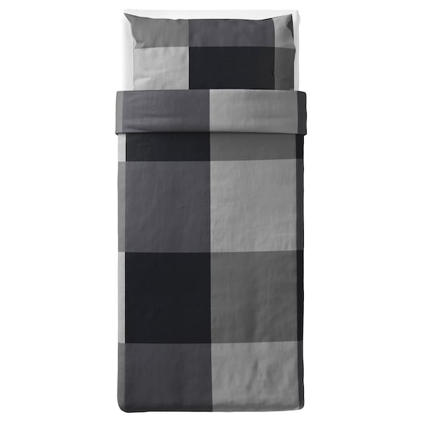 IKEA BRUNKRISSLA duvet cover and pillowcase(s), Twin Black, Ikea Ireland | 2781KPVIS