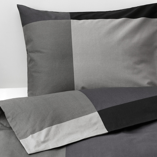 IKEA BRUNKRISSLA duvet cover and pillowcase(s), Twin Black, Ikea Ireland | 2781KPVIS