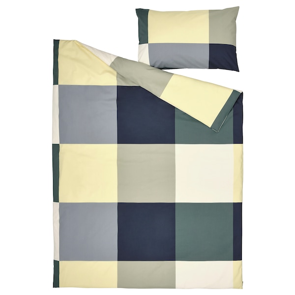 IKEA BRUNKRISSLA duvet cover and pillowcase(s), Twin Green / Multicolor, Ikea Ireland | 5047OPFMU