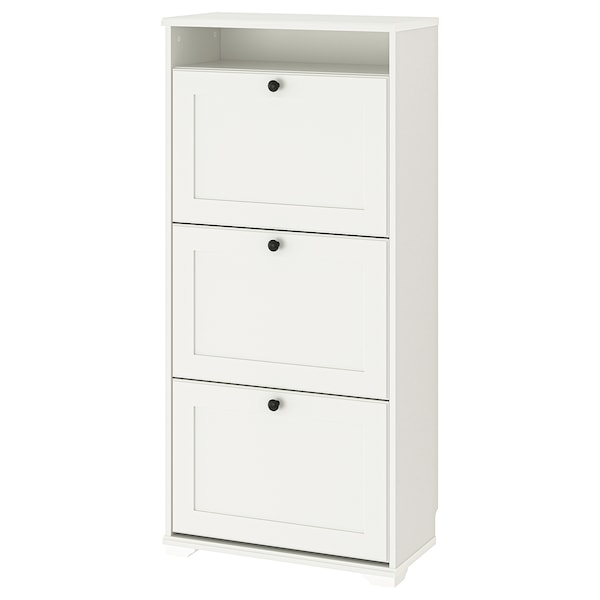 IKEA BRUSALI shoe cabinet with 3 compartments, 24x11 3/4x51 1/8 in White, Ikea Ireland | 1925CUEXI
