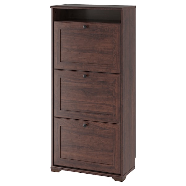 IKEA BRUSALI shoe cabinet with 3 compartments, 24x11 3/4x51 1/8 in Brown, Ikea Ireland | 8432DGFJB