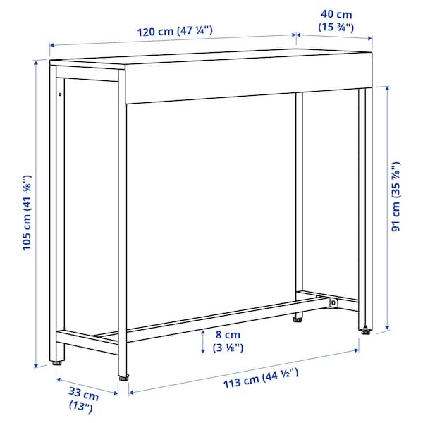 IKEA BÅTSKÄR bar table, outdoor/dark gray, 47 1/4x15 3/4 in, Ikea Ireland | 5248AORZD