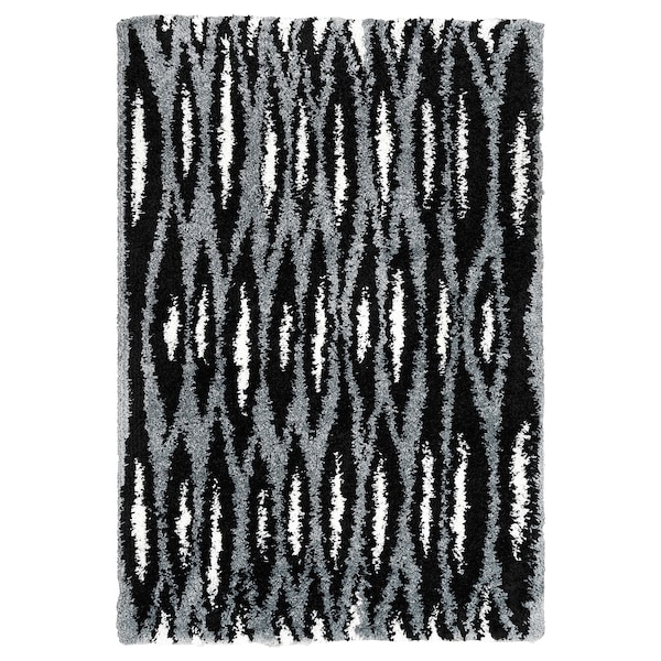 IKEA BULLERREMSA rug, high pile, 4\'4 inx6\'5 in Black Gray / White, Ikea Ireland | 7216DNPYI
