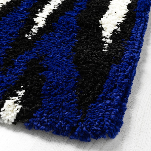 IKEA BULLERREMSA rug, high pile, 4'4 inx6'5 in Blue White / Black, Ikea Ireland | 1403SMFZI