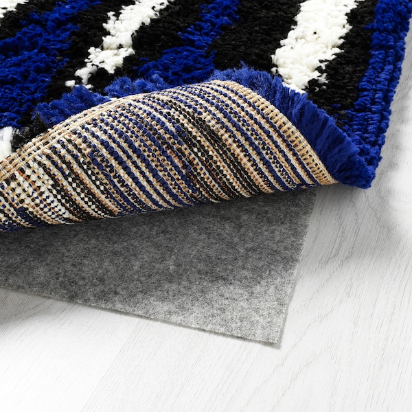 IKEA BULLERREMSA rug, high pile, 4'4 inx6'5 in Blue White / Black, Ikea Ireland | 1403SMFZI
