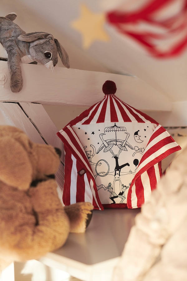 IKEA BUSENKEL cushion, circus tent shape red/white, 19x15 in, Ikea Ireland | 1923YTVAN