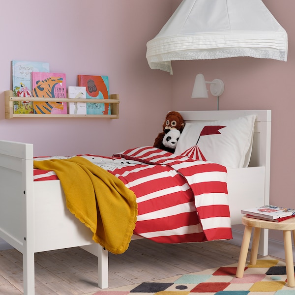 IKEA BUSENKEL duvet cover and pillowcase(s), circus pattern, Twin Red / White, Ikea Ireland | 3174TUCDG